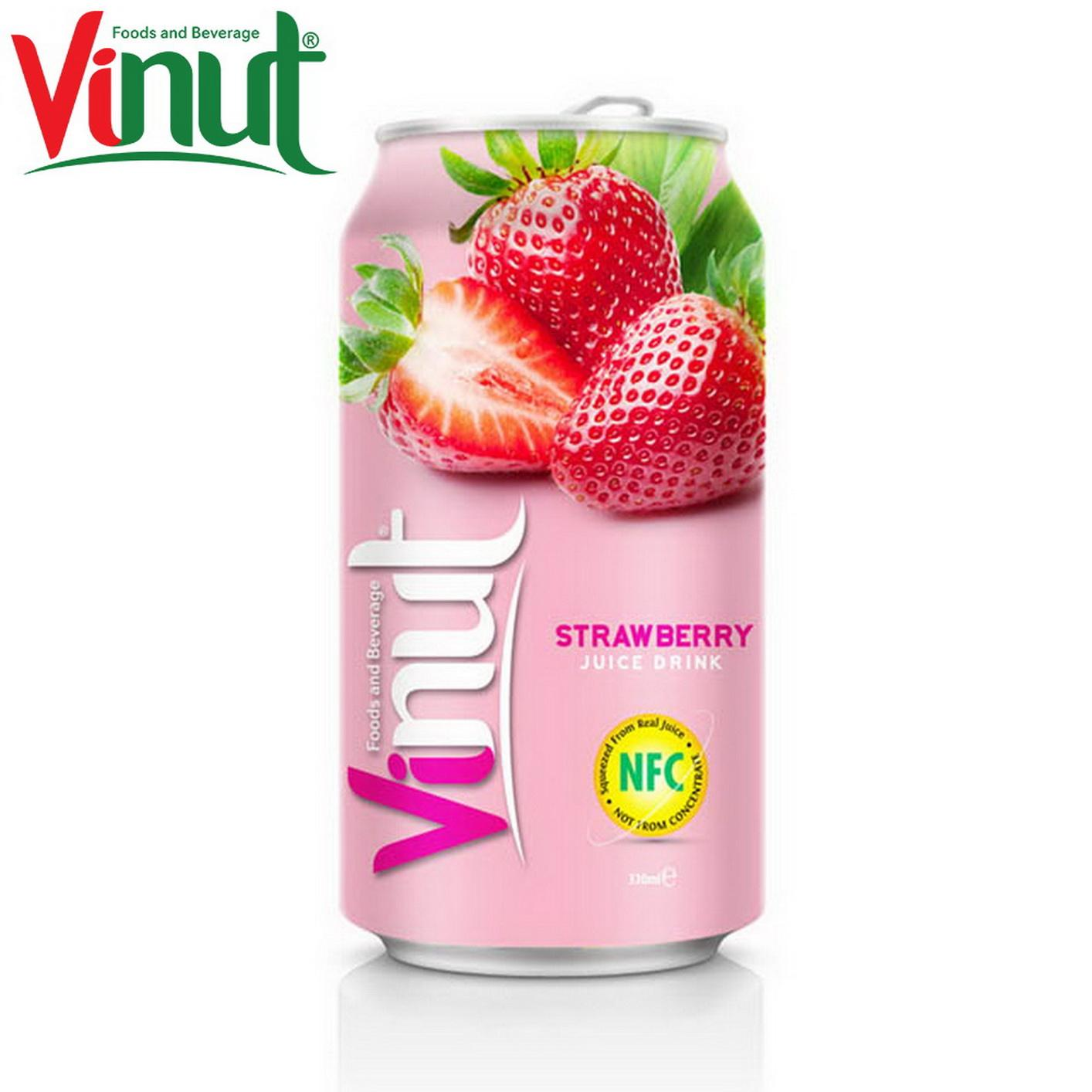 Jus de Fraise Naturel VINUT 330ml – Boisson Hydratante Presse Frais Pureté 40% – Boisson Légère et Faible en Matiere Grasse – Qualité Premium Nam Viet Vietnam