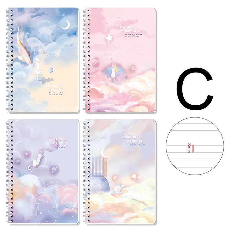 Lot de 4 Cahiers à Spirale Design 14x20,7 cm – Carnets de Notes 60 Feuilles Papier Beige 70g – Couverture Rigide 350g Finition Mate – Fournitures Scolaires et Bureautique