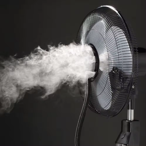 Ventilateur de Brume Rechargeable MEIHUA – Ventilateur sur Pied avec Telecommande – Moteur 70W Silencieux – Autonomie Reservoir 9h – 3 Vitesses et Minuteur